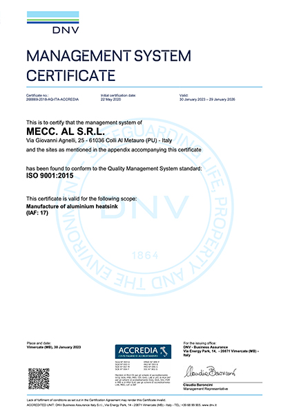 Certificato ISO 9001-2015